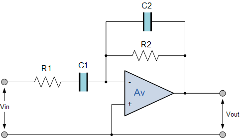 inverting amplifier band pass filter