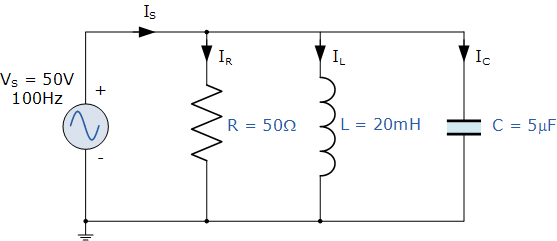 parallel rlc circuit for question 1