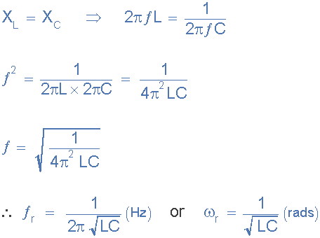 series rlc resonance equation