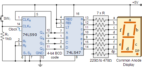 74ls90 bcd counter circuit