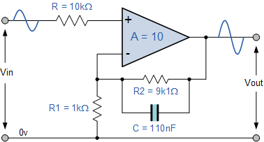 non-inverting amplifier low pass filter circuit