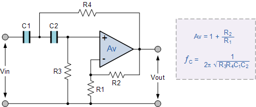 second-order active high pass filter circuit