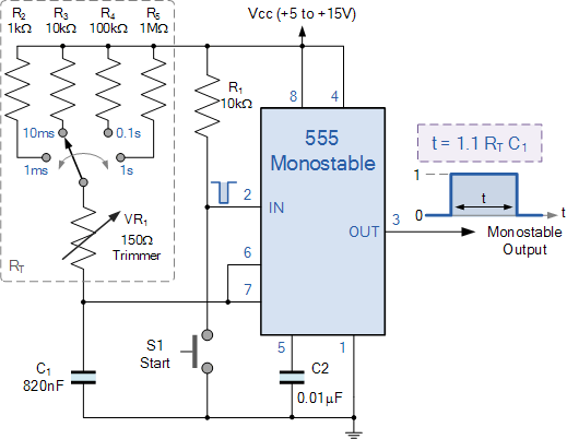 555 Timer Tutorial - The Monostable Multivibrator