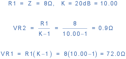 valeurs des résistances à -20dB